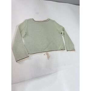 St John Sport Sweater‎ Womens Large Green Open Knit Drawstring Hem Pullover
